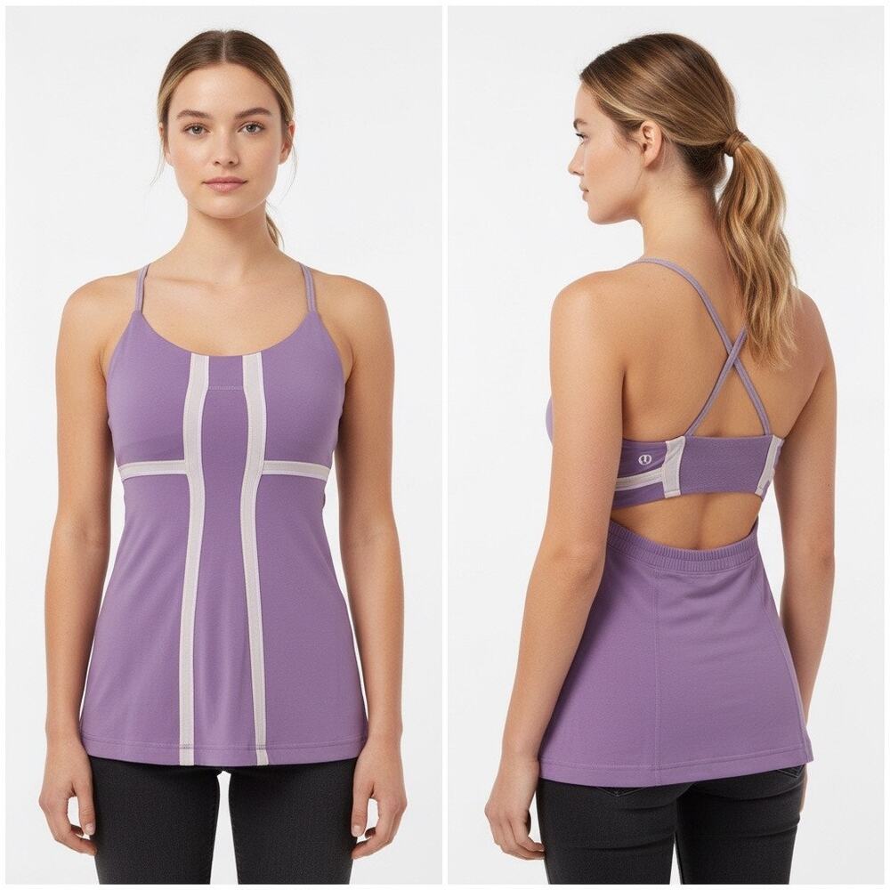 Lululemon Lavender Crisscross Back Tank with Built‑In Bra – Size 4